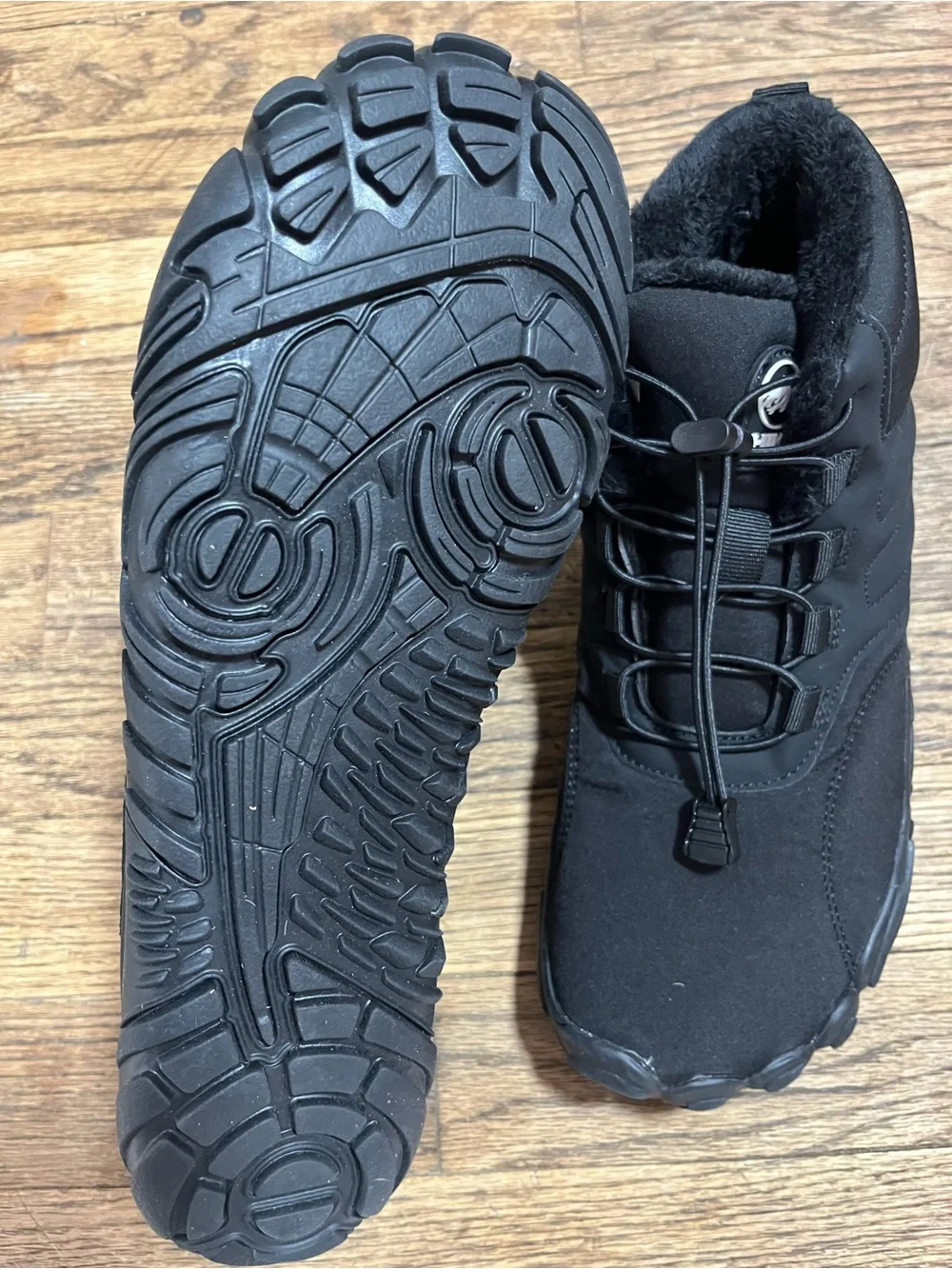 Hiking Black Faux Fur Lined Winter Sneakers